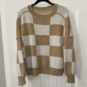 SHEIN sweater! White and beige checker.
